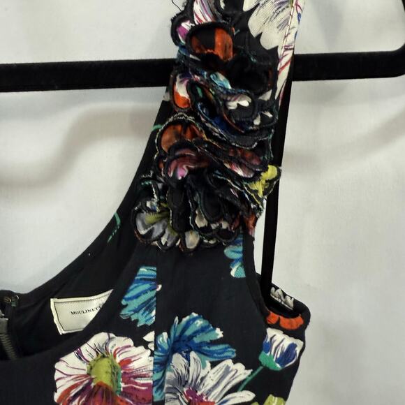 Moulinette Soeurs Anthropologie Astere Everywhere 3D Dress Floral Black 0 - Picture 3 of 8